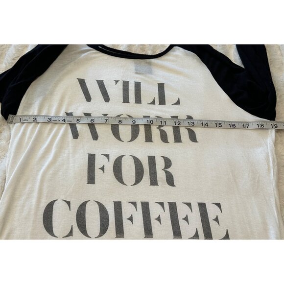 Women's Recycled Karma Will Work For Coffee Baseball T-Shirt Junior's Size M - Picture 9 of 13